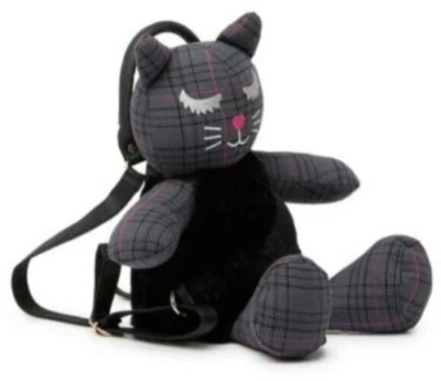 Luv Betsey Johnson Misty Faux Fur Plaid Cat Backpack Bag Purse NWT Plush Rave - Image 1 of 4