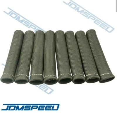 Black 8pcs 1200° Spark Plug Wire Boots Heat Shield Protector Sleeve SBC BBC 350 - Изображение 1 из 3