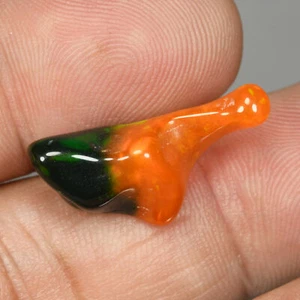 6,52 ct IF sehr guter ausgefallener 22,9 x 10,6 mm 100 % natürlicher orange grüner Feueropal!! - Bild 1 von 5