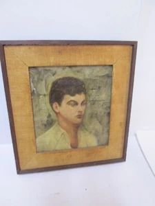 1959 Öl auf Holz - Jungenporträt Barbara Adrian 12 Zoll x 12 Zoll - Druckgröße 7 Zoll x 8,5 Zoll - Bild 1 von 3