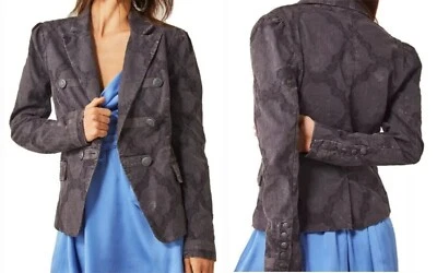 Blazer Free People James para mujer XS gris oscuro piel de serpiente jacquard chaqueta militar Foto 1 de 4