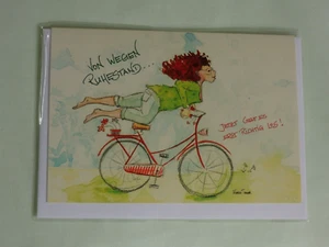 1x Von wegen Ruhestand... Karin Tauer Frau Fahrrad Rente Klappkarte Frauen - Bild 1 von 2