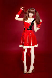 100% Latex Rubber Gummi Cosplay Halloween Red Fashion Sexy Dress 0.4mm S-XXL