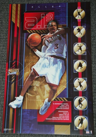 Allen Iverson AI-3 Philadelphia 76ers Sixers Vintage Original 22x34 2001 POSTER Cover