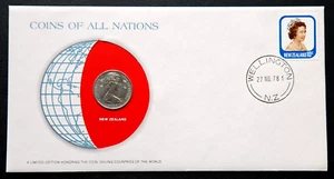 1978 New Zealand 10 Cents Coin and Stamp Set with COA - Brilliant UNC - Foto 1 di 2