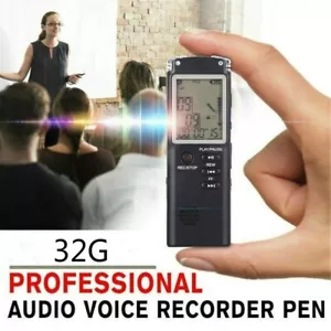 T60 32G Voice Recorder Mini Spy Digital Sound Audio Dictaphone MP3 Player Black - Picture 1 of 11