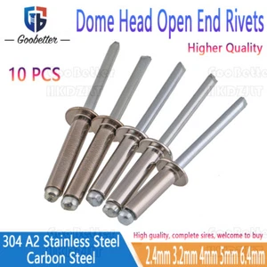 Pop Rivets Dome Head Open End Blind A2 Stainless / Carbon Steel 2.4 mm - 6.4 mm - Picture 1 of 49