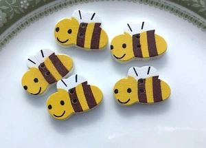 Wooden Bumble Bee Buttons Baby Buttons for Cardigans Pack of 20 21mm - Picture 1 of 3