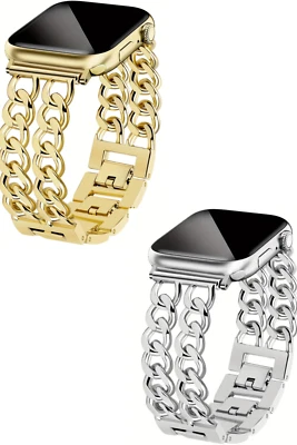 Correa de reloj ancha compatible con correa de reloj Apple 38 mm tono dorado o plateado Foto 1 de 4