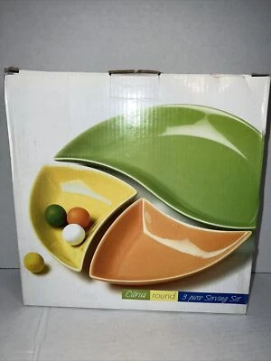 Retro 70’s Citrus Round CHIC Style 3 Piece Serving Set NEW Factory Sealed! - Image 1 of 4