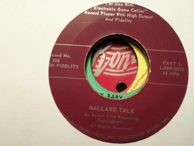 ELECTRONIC GAME CALLS 45 RECORD/MALLARD TALK/PART 1 AND 2/  EX VINYL - Image 1 of 2