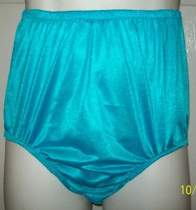 TURQUOISE NYLON TRICOT 2 Layer Wider Crotch PANTY * ENCASED BRIEF 27"-42" L ** - Picture 1 of 2