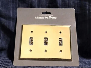 Baldwin Hardware Solid Brass Tripple Toggle Switch Plate New - Picture 1 of 5