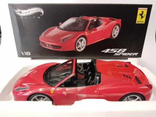 Hot Wheels Elite Ferrari 458 spider rossa red 1/18 W1177