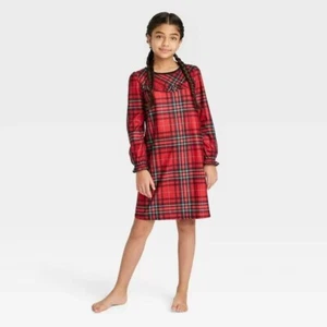 Holiday Christmas Tartan Plaid Matching Family Pajamas Nightgown Sz 6 Wondershop - Picture 1 of 7