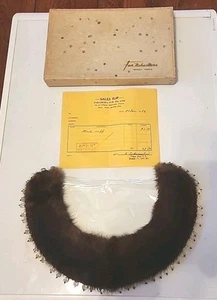 Vintage Tokyo Japan Fur Nakamura Brown Mink Choker Cuff Collar with Beads - Picture 1 of 10