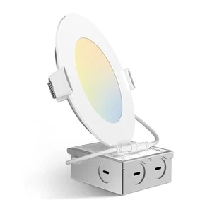 1 Pack 4 Inch 5CCT Ultra-Thin LED Recessed Ceiling Light with Junction Box, 2... - Picture 1 of 6