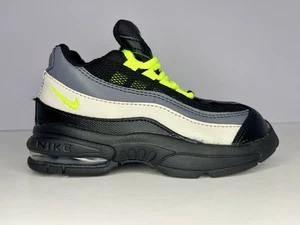Nike Little Air Max 95 Childs Size 9c Black Neon Volt Green 905462-022 - Picture 1 of 11