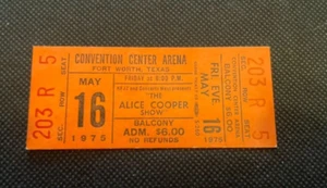 ALICE COOPER TICKET STUB WELCOME TO MY NIGHTMARE TOUR 5/16/1975 - Picture 1 of 1