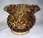 Vintage Fenton Art Glass Amber Hobnail 3.5” W 3" H Ruffled Top Flower Vase Bowl 