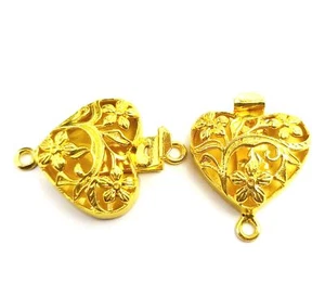 5 PCS 30X25X7MM SOLID COPPER BALI BOX CLASP 1 STRAND 18K GOLD PLATED 212 - Picture 1 of 3