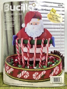 Vintage Bucilla Santas Candy Cane Rack 1998 Plastic Canvas Kit 61254 NEW - Picture 1 of 5