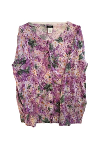 J Crew Women's Small Floral Bloomcore Button Up Longsleeve Sweater Cottagecore - Picture 1 of 7
