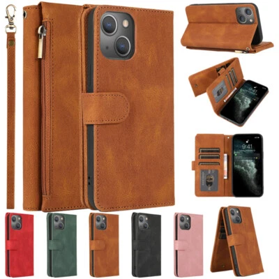 Zip Wallet Case Leather Flip Phone Cover For iPhone 13 12 Pro Max 11 XS XR 7 8 X - Image 1 of 4