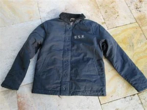 Vintage US Army Navy Blue USN Deck Jacket N-1 Winterjacke Jacke WWII D-Day Retro - Picture 1 of 15