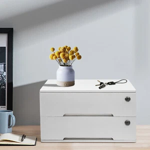 Organizador de Escritorio de 2 Cajones Madera Escritorio Gabinete de Almacenamiento Mesa Cerrable Hogar 4* Llaves - Imagen 1 de 23