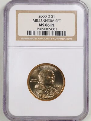 2000-D $1 Millennium Set Proof-Like Sacagawea Dollar MS66PL NGC 1565682-001 - Image 1 of 2