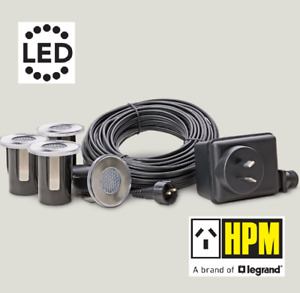4 Piece Round LED Deck & Step Light Kit DIY Stainless Steel White HPM