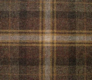 100% Shetland Wool Chestnut Brown Tartan Upholstery Curtain Cushion Fabric - Picture 1 of 17