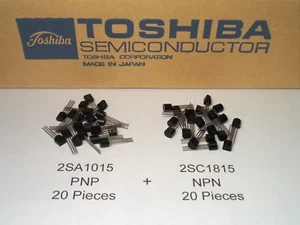 Qty: 20 + 20 Genuine “Toshiba” 2SA1015 + 2SC1815 Complimentary Transistors NOS! - Picture 1 of 6