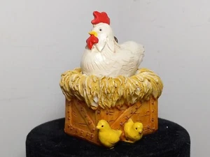 Vintage Hen On Nest w/ Chick's Figurine Christmas Ornament Freestand Or Hanging - Picture 1 of 20