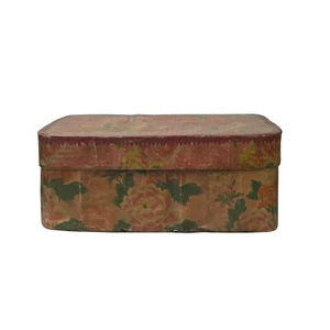 Vintage Pink Blossom Flower Graphic Rectangular Paper Mache Box ws4295 - Picture 1 of 11