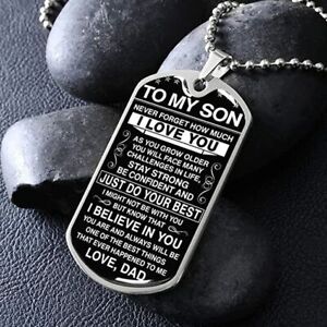 To My Son Never Forget How Much I Love You chaîne de balle militaire étiquette canine de papa