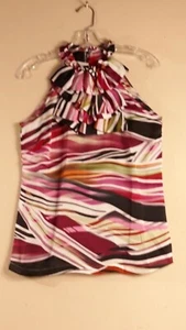 Carina Women's S Sleeveless Racerback Ruffle Chest Keyhole Back Tunic Top - Picture 1 of 12