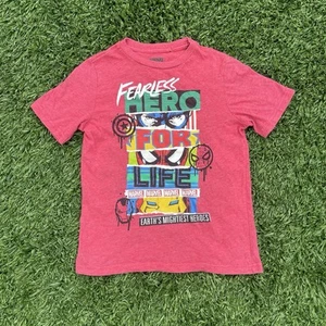 Marvel Boys M (8) Fearless Hero For Life Avengers Graphic T-Shirt Red - Picture 1 of 5