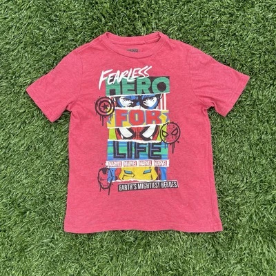 Marvel Boys M (8) Fearless Hero For Life Avengers Graphic T-Shirt Red - Image 1 of 4