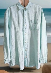 Tommy Bahama Relax Shirt Large Linen Casual Beach Button Up Long Sleeve Pocket - Picture 1 of 17