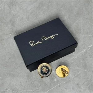 Gemelos Ronald Reagan Presidencial Sello POTUS en Caja, Un Coleccionable Histórico - Imagen 1 de 4