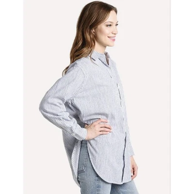 CAMISA A RAYAS VINCE MUJER OVERSIZE SPACE DYE EN AZUL|BLANCA-TALLA MEDIANA Foto 1 de 4