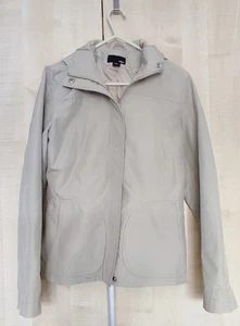 H&M light khaki / beige showerproof summer jacket with hood, size XS (size 6) - Picture 1 of 5
