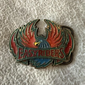 VTG 90s EasyRiders Belt Buckle Brass Enameled Eagle Motorcycles Chopper Made USA - Picture 1 of 11