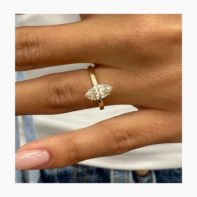 Anillo de diamantes marquesa certificado IGI VS1 F 1,08 quilates creado en laboratorio oro amarillo de 18 quilates Foto 1 de 4