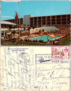 Vintage Bermuda Postcard Carlton Beach Hotel Bermuda Pool Scene - Picture 1 of 1