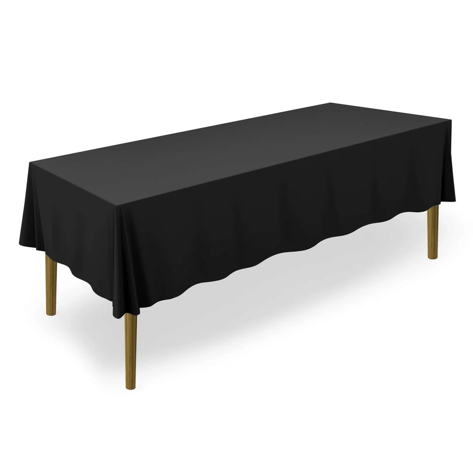 Lann's Linens - 60" " Rectangular Black Polyester Tablecloth Cover for or
