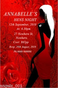 10 PERSONALISED HENS NIGHT, BIRTHDAY, PARTY INVITATIONS - Picture 1 of 2