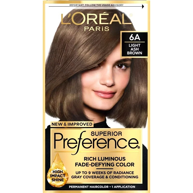 L'oreal Paris Superior Preference Hair Color Light Ash Brown 6a 1 Kit